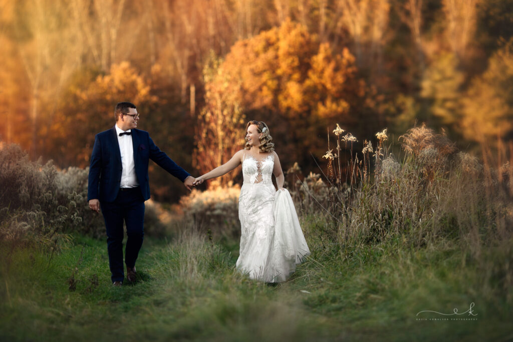 jesienny plener ślubny