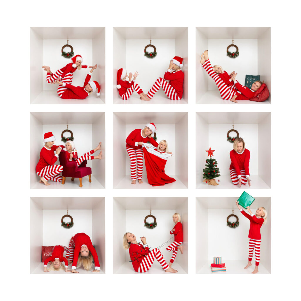 Sesja świąteczna w pudle w piżamkach